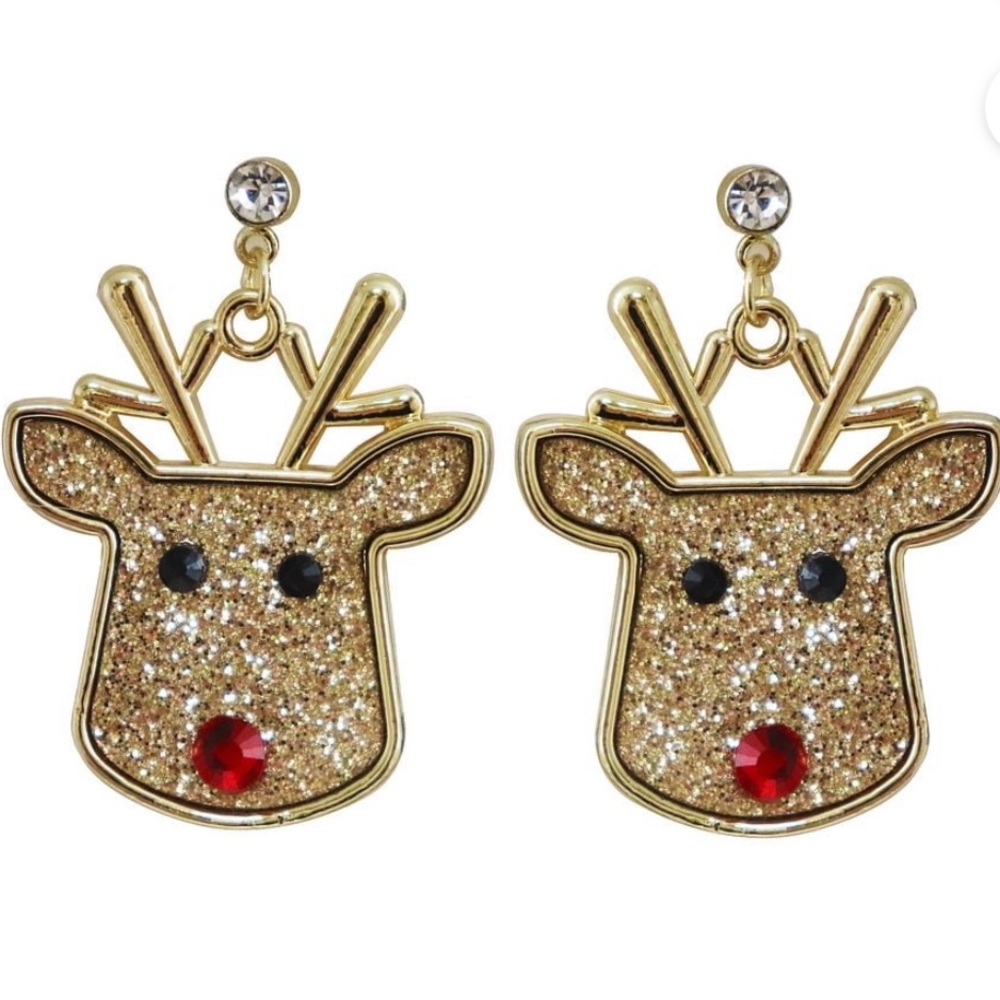 Rudolph the red nose reindeer earrings